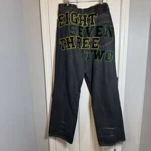 Eight‎ 732 Baggy Y2K Jeans Men Size 40x34 Embroidered Graphics Rare Spell Out